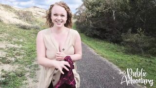 Risky public outdoor flashing & screwing my sex-toy on the beach