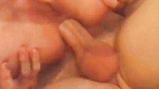 Blonde milf with round butt gets double penetrated and covered in goo in threesome