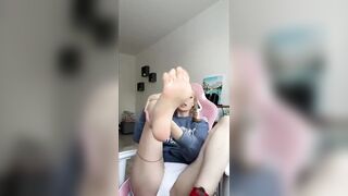 Victoria’s Quick Feet Tease: I Undress off My Red Socks & Show YOU My Stripped Toes!