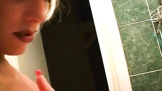 MILF please her hairy cunt in bathroom