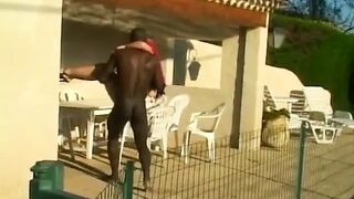 White playgirl with colored hair gets anally fucked outdoors