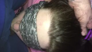 Blindfold oral-job-sex. Cumming deep in her throat ???