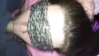Blindfold oral-job-sex. Cumming deep in her throat ???