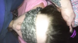 Blindfold oral-job-sex. Cumming deep in her throat ???