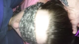 Blindfold oral-job-sex. Cumming deep in her throat ???