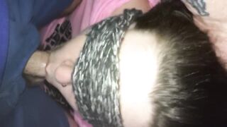 Blindfold oral-job-sex. Cumming deep in her throat ???