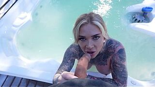 Hot Busty Golden-haired Christina Savoy Dominates Peeping Stranger