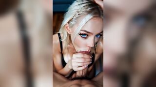 POV Busty Golden-haired Teen babe Deepthroat Oral-sex-sex and Facial 4K - Ai generated