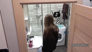 Petty teen beauty santa sky in the washroom - webcam