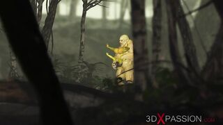 Bizarre monster Ogre fucks Sexy female Goblin hard outdoors