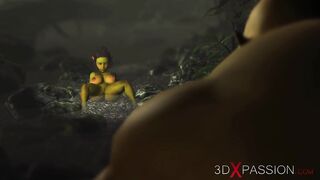 Bizarre monster Ogre fucks Sexy female Goblin hard outdoors