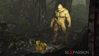 Bizarre monster Ogre fucks Sexy female Goblin hard outdoors