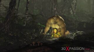 Bizarre monster Ogre fucks Sexy female Goblin hard outdoors