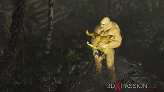 Bizarre monster Ogre fucks Sexy female Goblin hard outdoors