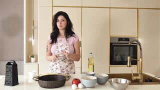 The cooking show turned into a bi-raunchy threesome with semen on the face.