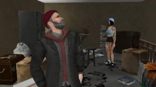 Sexy asian babe banged by hobo in abandoned building