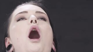 Sloppy Deepthroat on Her Knees... She Gags on Every Inch of His BBC