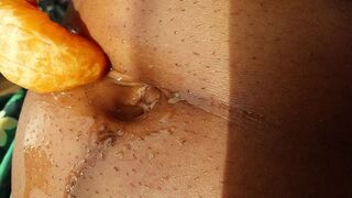 Belly button tries an Orange - Orange Fuck ASMR
