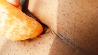 Belly button tries an Orange - Orange Fuck ASMR
