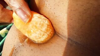Belly button tries an Orange - Orange Fuck ASMR
