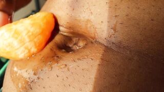 Belly button tries an Orange - Orange Fuck ASMR