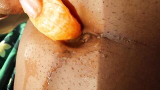 Belly button tries an Orange - Orange Fuck ASMR