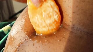 Belly button tries an Orange - Orange Fuck ASMR