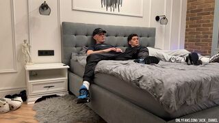 two friends jerk off together