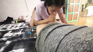 Adorable Blowjob-job From a Lustful College Cutie Mad for a Fine Knob