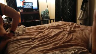 Gal Watches Man Twerk and Shake Butt Whilst She Plays With Ass With His Cock Deep Inside Her Snatch