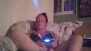 Woman Caught Filming Herself Playing Video Games In Her Black Bra and Panties By Her Roommate