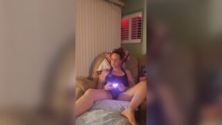 I let my roommate film up my mini dress so this stud can see my black see through panties while I play game