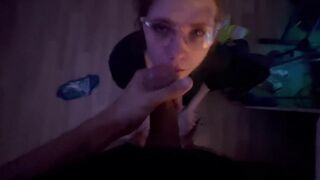 cummed on a cute beauty's nose
