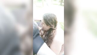 Sucking Off The Tip Outside BBW Swallows Cum