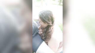 Sucking Off The Tip Outside BBW Swallows Cum