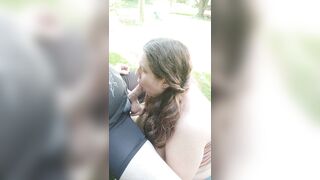 Sucking Off The Tip Outside BBW Swallows Cum