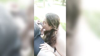 Sucking Off The Tip Outside BBW Swallows Cum