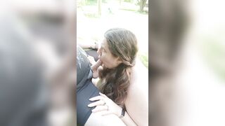 Sucking Off The Tip Outside BBW Swallows Cum