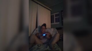 White angel always gets sexually excited when playing video games and this playgirl will bang later