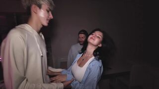 The cuckold joined in on the sex when the other dude was already fucking his girlfriend.