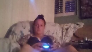 MILF Filming Herself Playing Movie Games In Her Black Bra and Panties