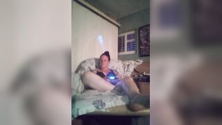 MILF Filming Herself Playing Movie Games In Her Black Bra and Panties
