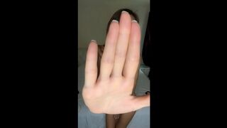 Undressed hotty teases with hand in front ?
