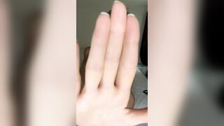 Undressed hotty teases with hand in front ?