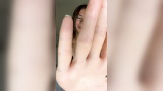 Undressed hotty teases with hand in front ?