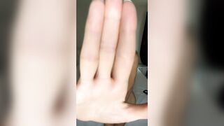 Undressed hotty teases with hand in front ?