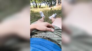 Cumshot flash for a cutie tanning at the sun