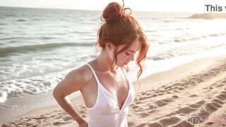 A slender wench in a swimsuit on vacation at the sea uses her mouth so skillfully I couldn't resist [AI]