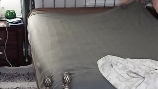 Hot MILF BBW Changing The Sheets On Her Couch!