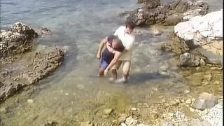Eager ribald sex in a wild beach